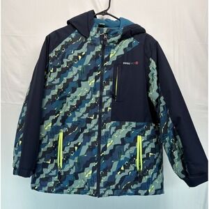 Swiss Tech Boys Blue Camoflauge Winter Jacket Size 10-12 Husky Hoodie